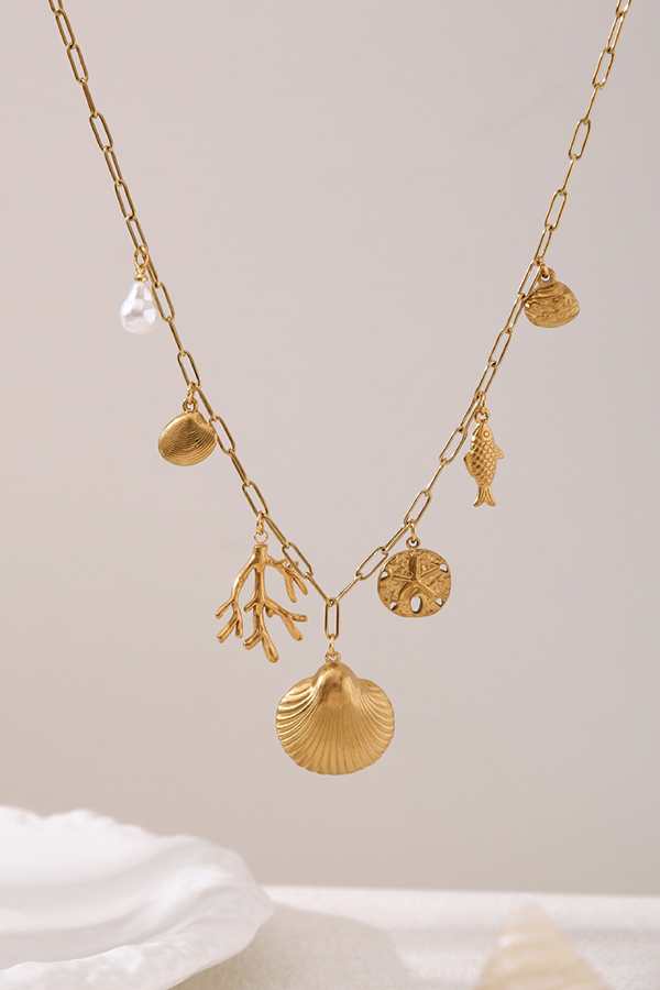 Summer Beach Style Shell Pearl Necklace-consonak