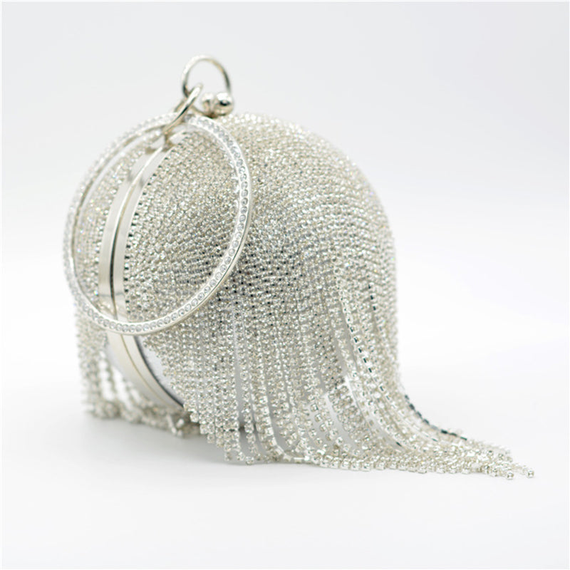 Fashionable Tassel Diamond Ball Evening Handbag-consonak
