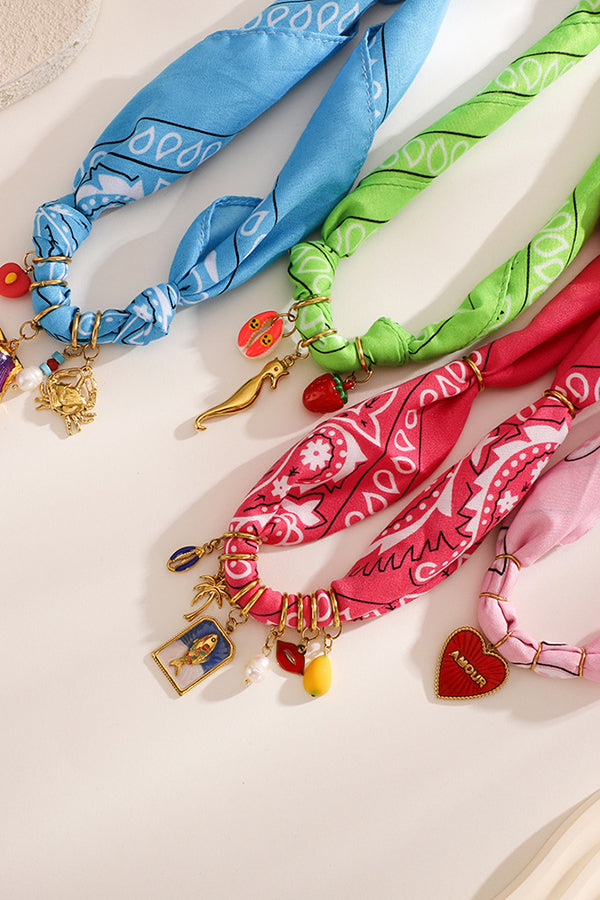 Dopamine Color Silk Scarf Fun Small Item Necklace-consonak