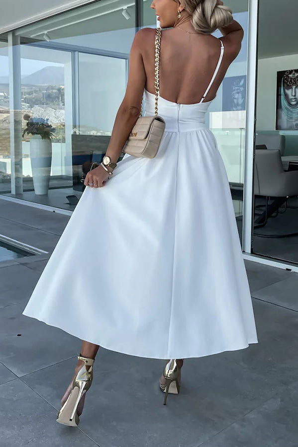 Florida Keys Cutie Pocketed Cutout Slit Midi Dress-consonak