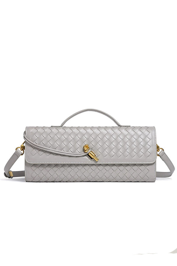 Woven Soft Leather Horizontal Square Accordion Bag | Consonak