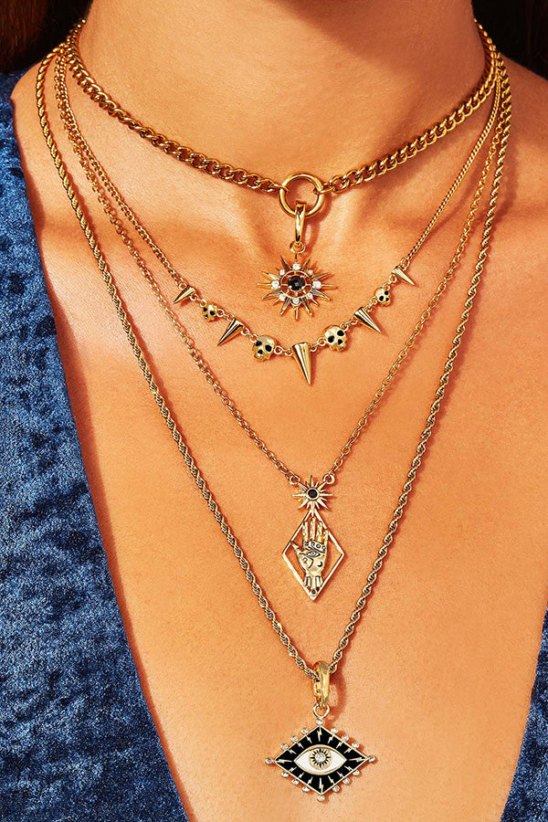 Personalized Palm Totem Necklace and Earrings-consonak