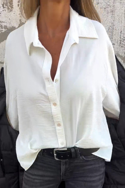 Soft and Flowing Button Up Ruffles Lantern Sleeve Versatile Casual Shirt-consonak