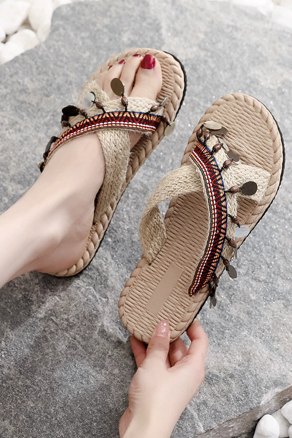 Bohemian Ethnic Style Tassel Beach Shoes-consonak
