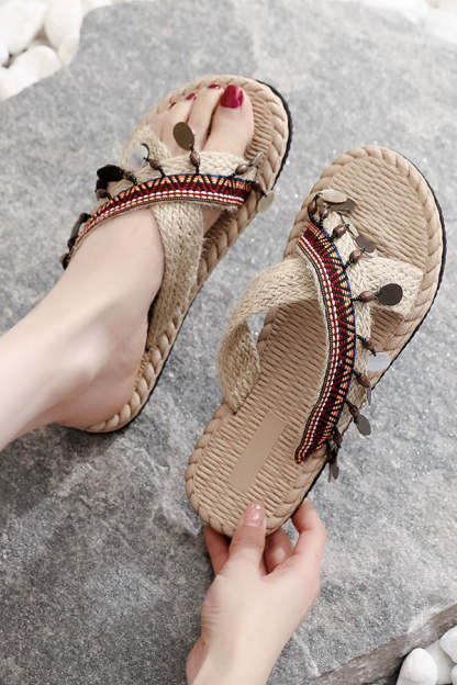 Bohemian Ethnic Style Tassel Beach Shoes-consonak