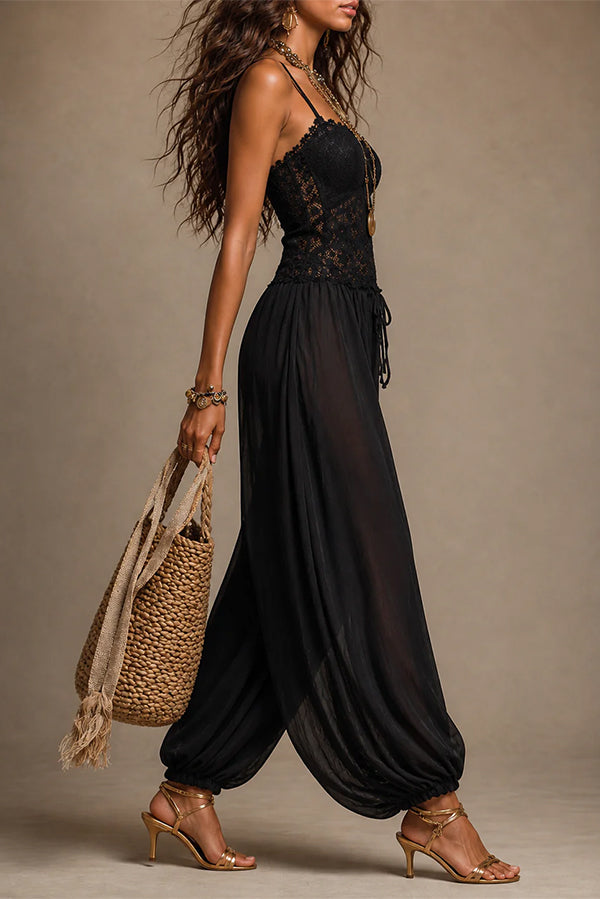 Aria Lace Bodice Boho Jumpsuit-Consonak