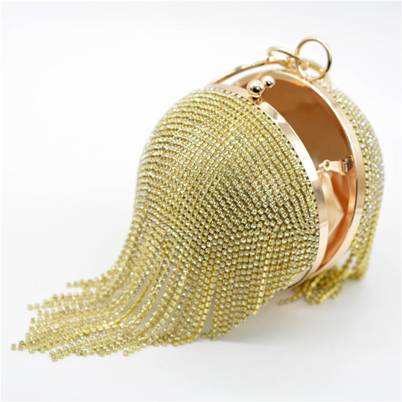 Fashionable Tassel Diamond Ball Evening Handbag-consonak