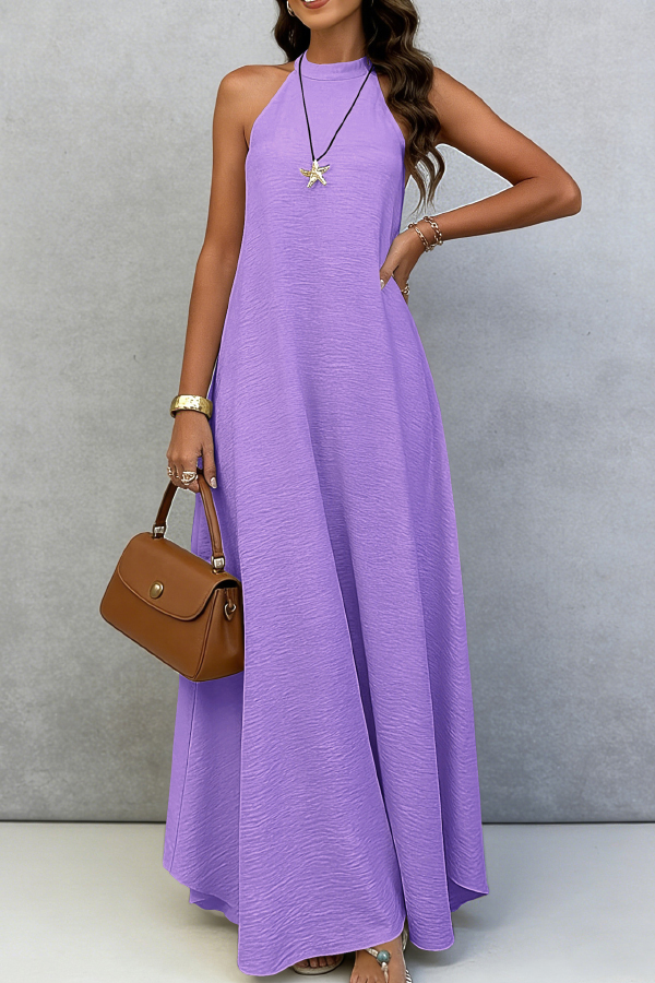 Solid Color Sleeveless Loose Casual Vacation Style Maxi Dress | Consonak