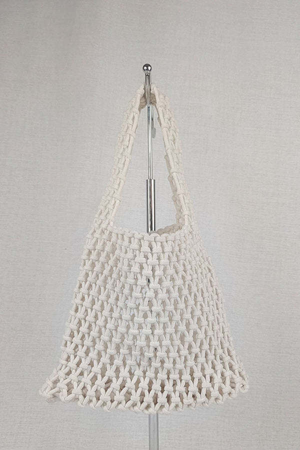 Lazy Style Fishnet Woven Tote Bag-consonak