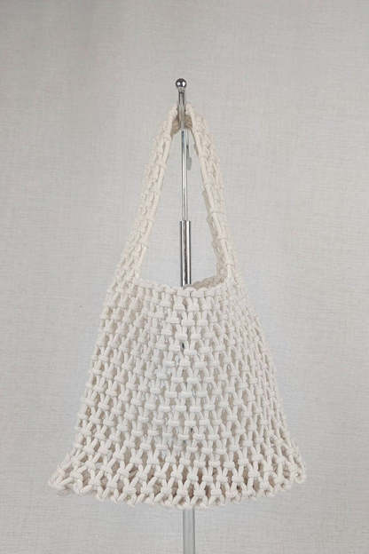 Lazy Style Fishnet Woven Tote Bag-consonak