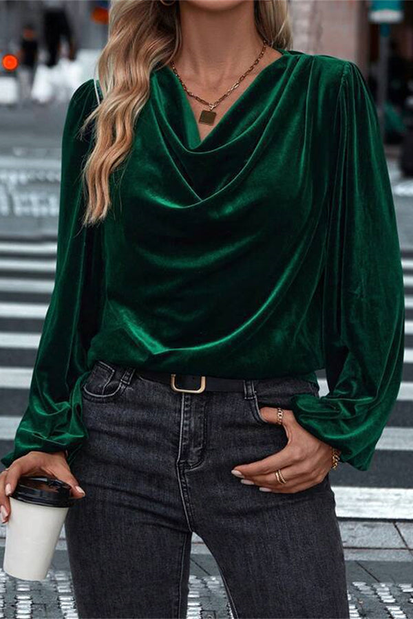 Fashionable Velvet Long-sleeved Loose Casual Top-consonak