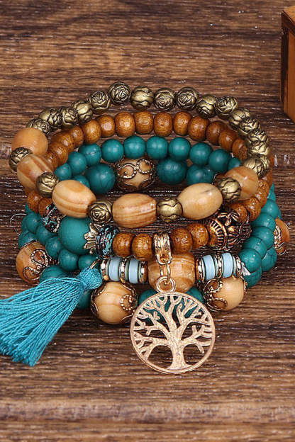 Bohemian Multi-layered Wood Beaded Bracelet-consonak