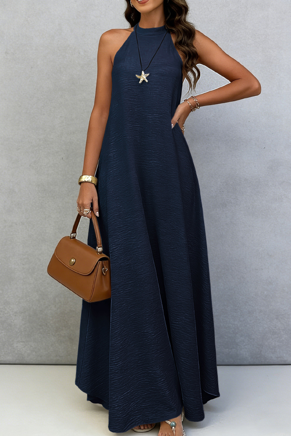 Solid Color Sleeveless Loose Casual Vacation Style Maxi Dress | Consonak