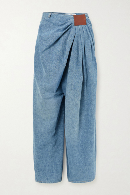 Stylish Pleated Casual Pocket Wide-leg Jeans-consonak