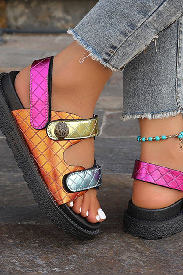 Fashionable Colorful Prism-shaped Thick-soled Beach Sandals-consonak