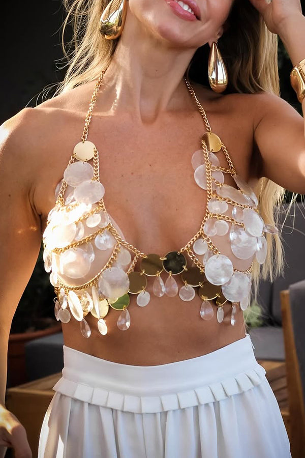 Sexy Sequined Halter Neck Chest Chain Necklace | Consonak