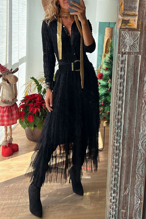 Be Your Own City Queen Tiered Elastic Waist Tulle Maxi Skirt-consonak