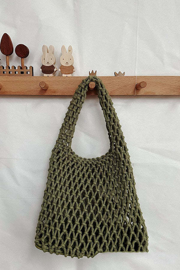 Lazy Style Fishnet Woven Tote Bag-consonak