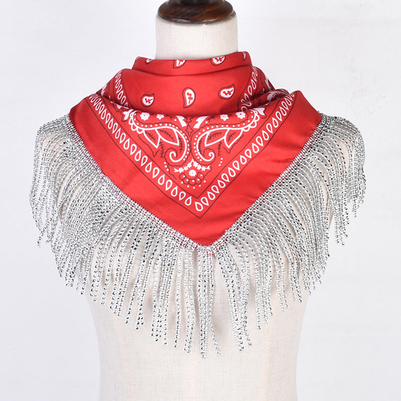 British Retro Diamond Tassel Square Scarf | Consonak