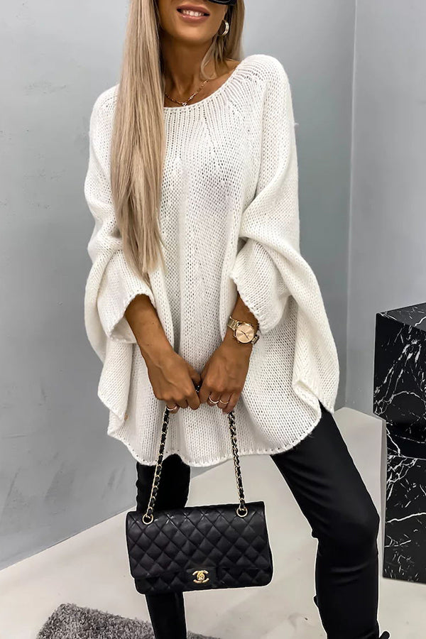 Remember Me Knit Crew Neck Poncho Loose Sweater | Consonak