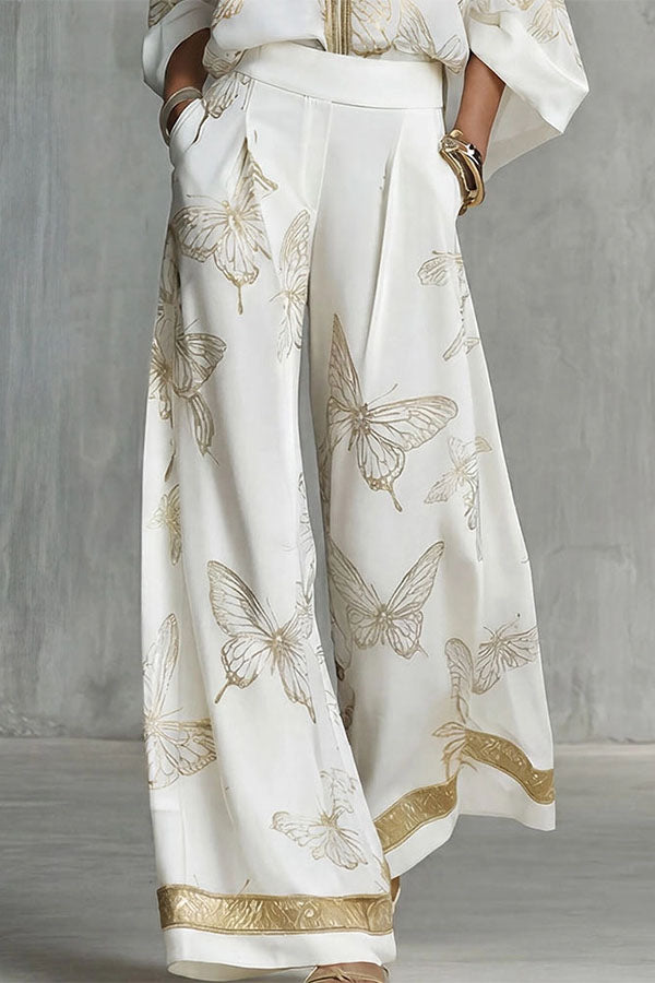 Flowy Butterfly Pattern Two-Piece Set-Consonak