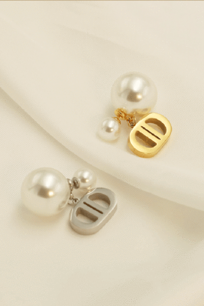 Vintage Double D Shape Pearl Earrings-consonak