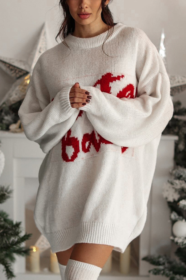 Santa Baby Loose-fitting Long-sleeved Mid-length Knit Sweater-consonak