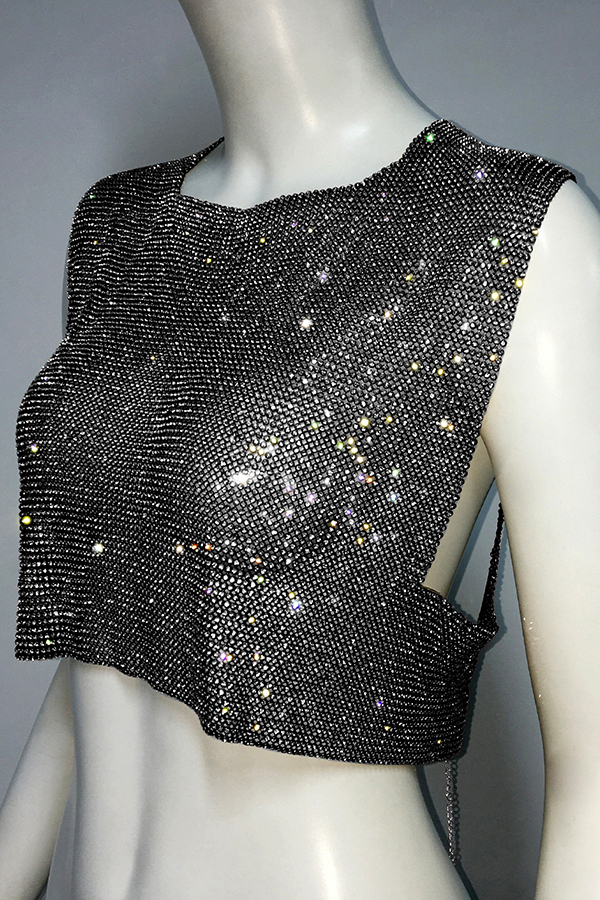 Sexy Metallic Rhinestone Backless Chain Vest-consonak