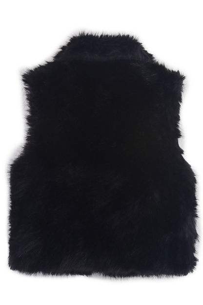 Stylish Collared Sleeveless Short Faux Fur Vest-consonak