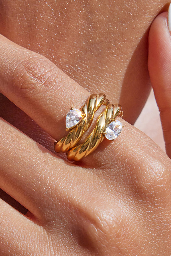 Fashion Stainless Steel Zircon Ring-consonak