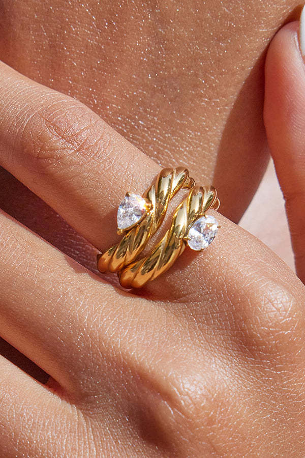 Fashion Stainless Steel Zircon Ring-consonak