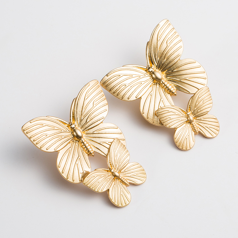 Metallic Two Butterfly Earrings-consonak