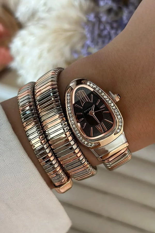 Fashionable Quartz Snake Bracelet Watch-consonak