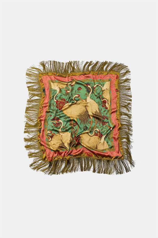 British Retro Diamond Tassel Square Scarf-Consonak