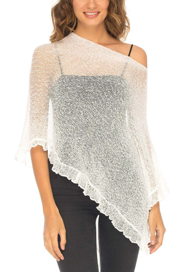 Solid Color Loose-fitting See-through Irregular Casual Cover-up-consonak