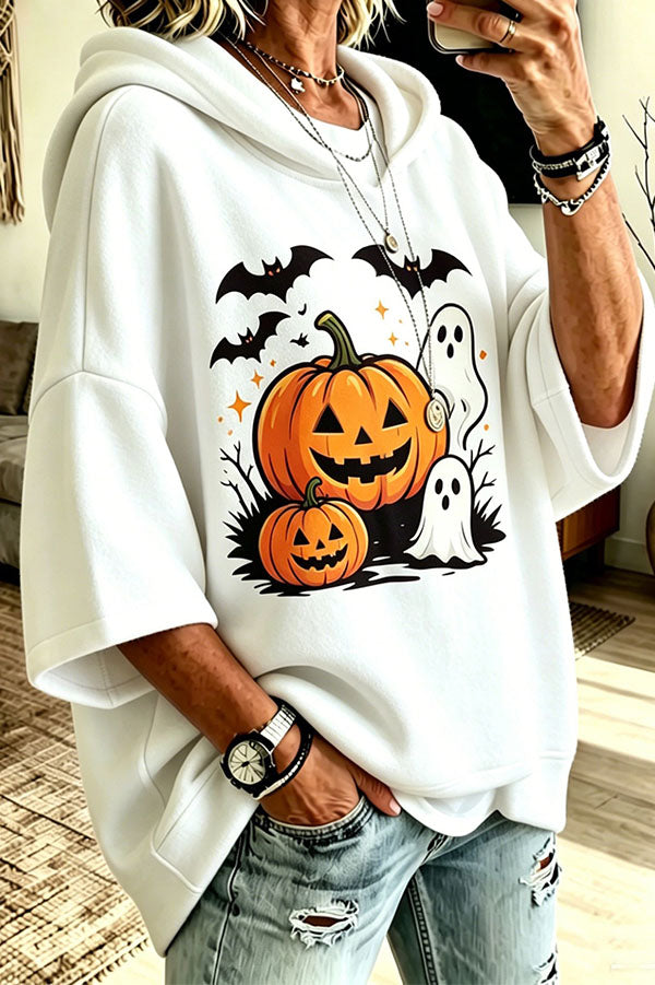 Halloween Pumpkin Graphic Oversized Hoodie-Consonak