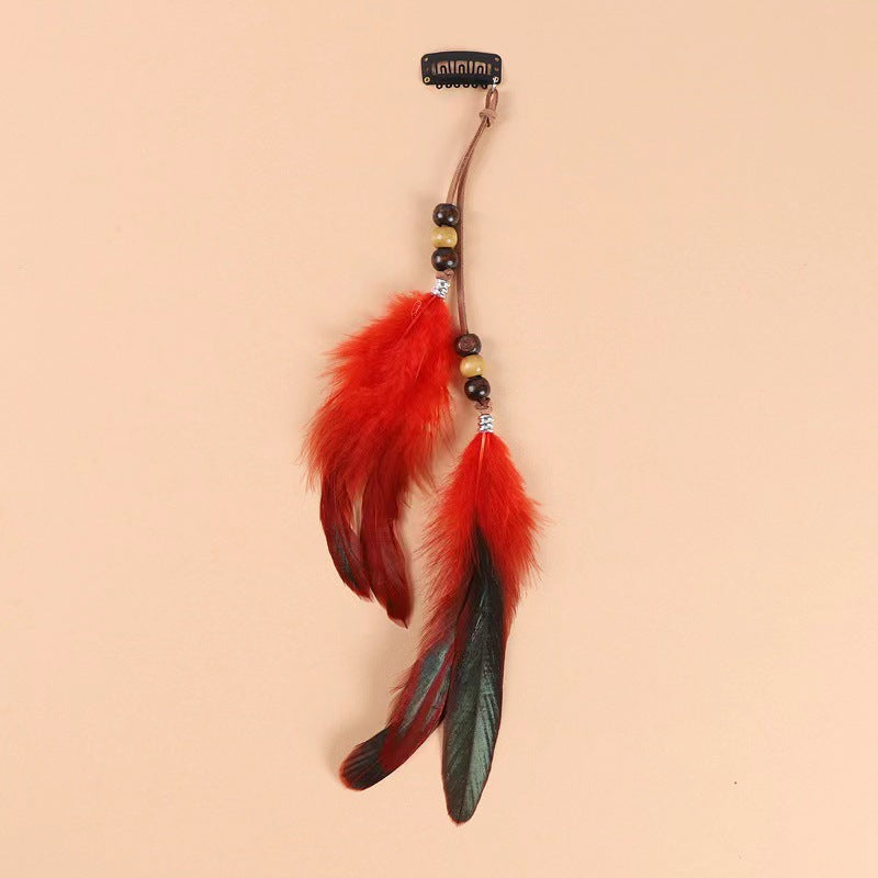 Bohemian Style Colorful Handmade Feather Tassel Hair Clip-consonak