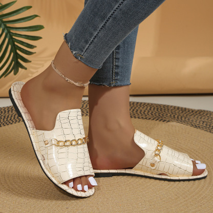 Casual Flat Beach Sandals with Chain Accessories-consonak