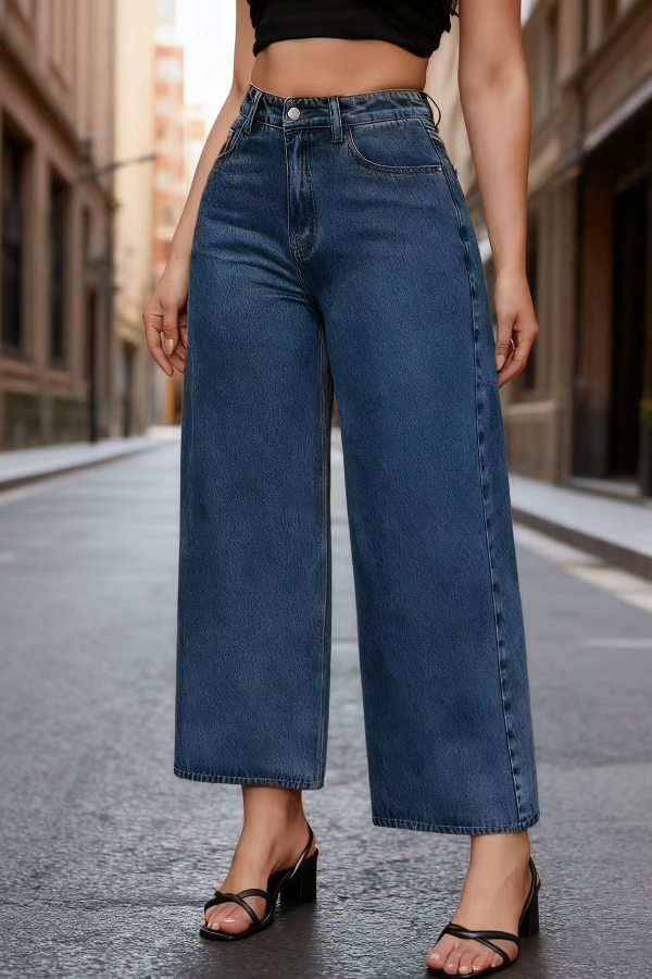 Stylish High-waisted Casual Pocket Straight Leg Jeans