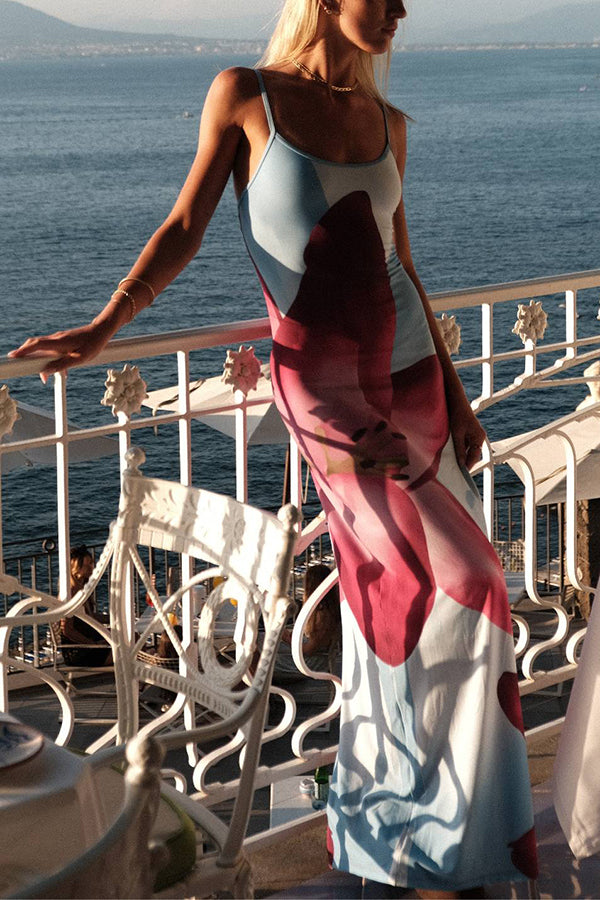 Romantic Beginnings Lily Floral Slip Stretch Vacation Maxi Dress-consonak