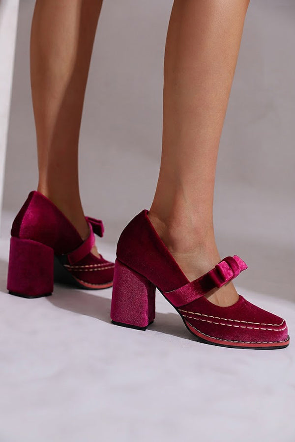 Square-toe Bow High Heels-Consonak