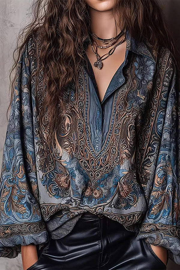 Paisley Jacquard Marble Satin Shirt-Consonak