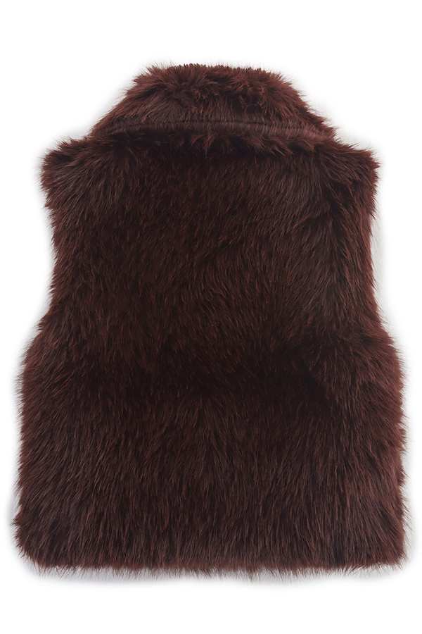 Stylish Collared Sleeveless Short Faux Fur Vest-consonak