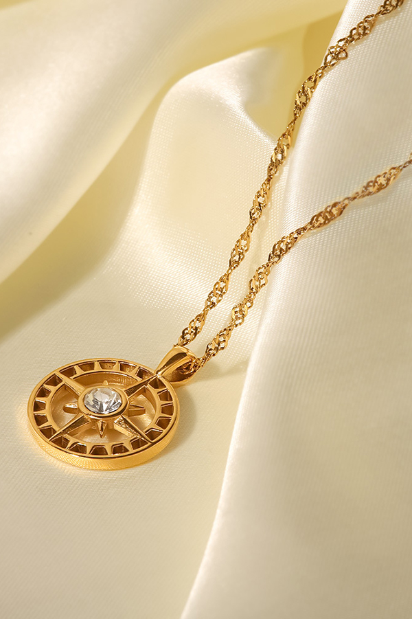 Vintage Stainless Steel Zircon Love Pendant-consonak