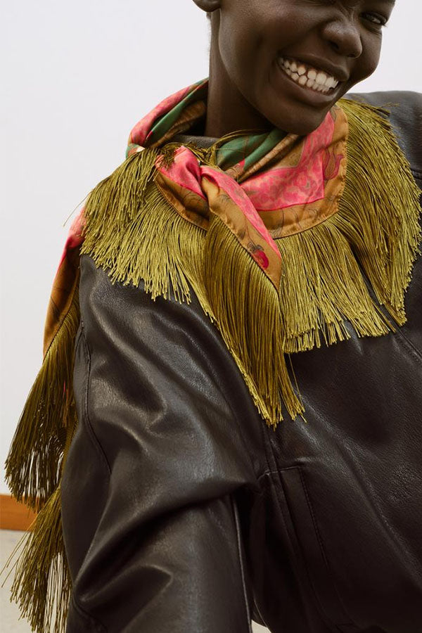 British Retro Diamond Tassel Square Scarf-Consonak