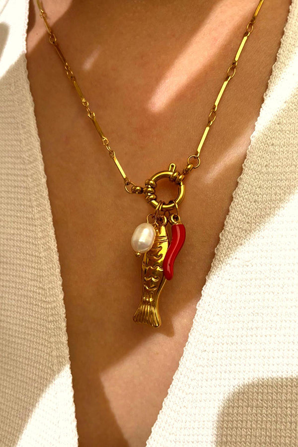 Fashion Koi Freshwater Pearl Necklace-consonak