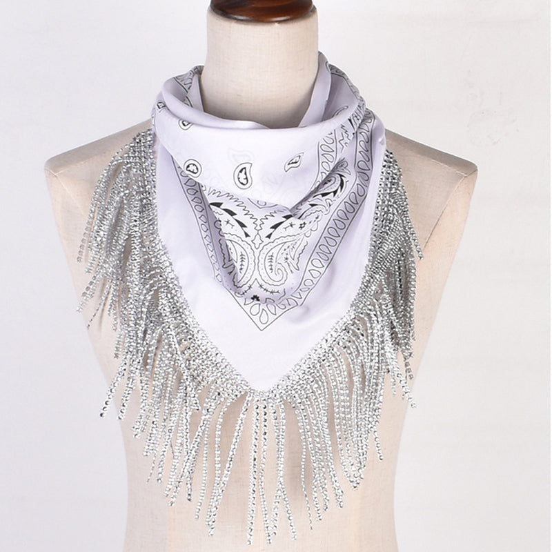 British Retro Diamond Tassel Square Scarf | Consonak