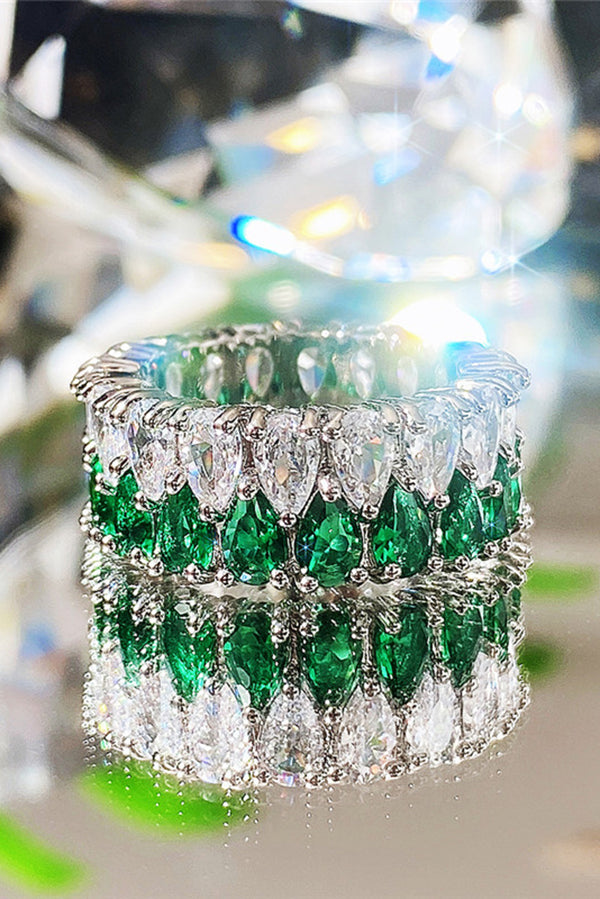 Light Luxury Double Row Drop Zircon Ring | Consonak