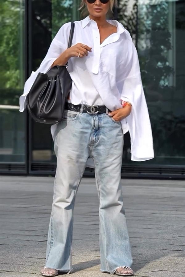 Vintage and Chic Denim Mid Rise Pocket Washed Hem Wide Leg Jeans-consonak