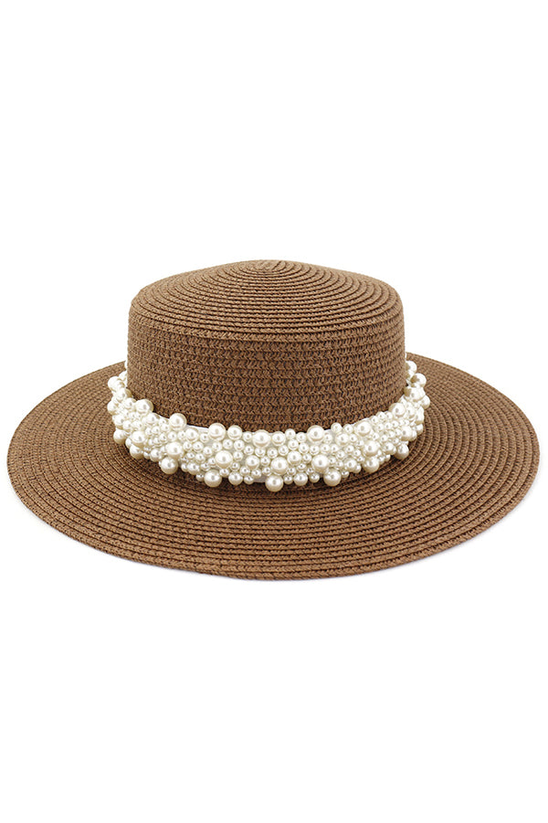 Pearl Embellished Beach Hat-consonak